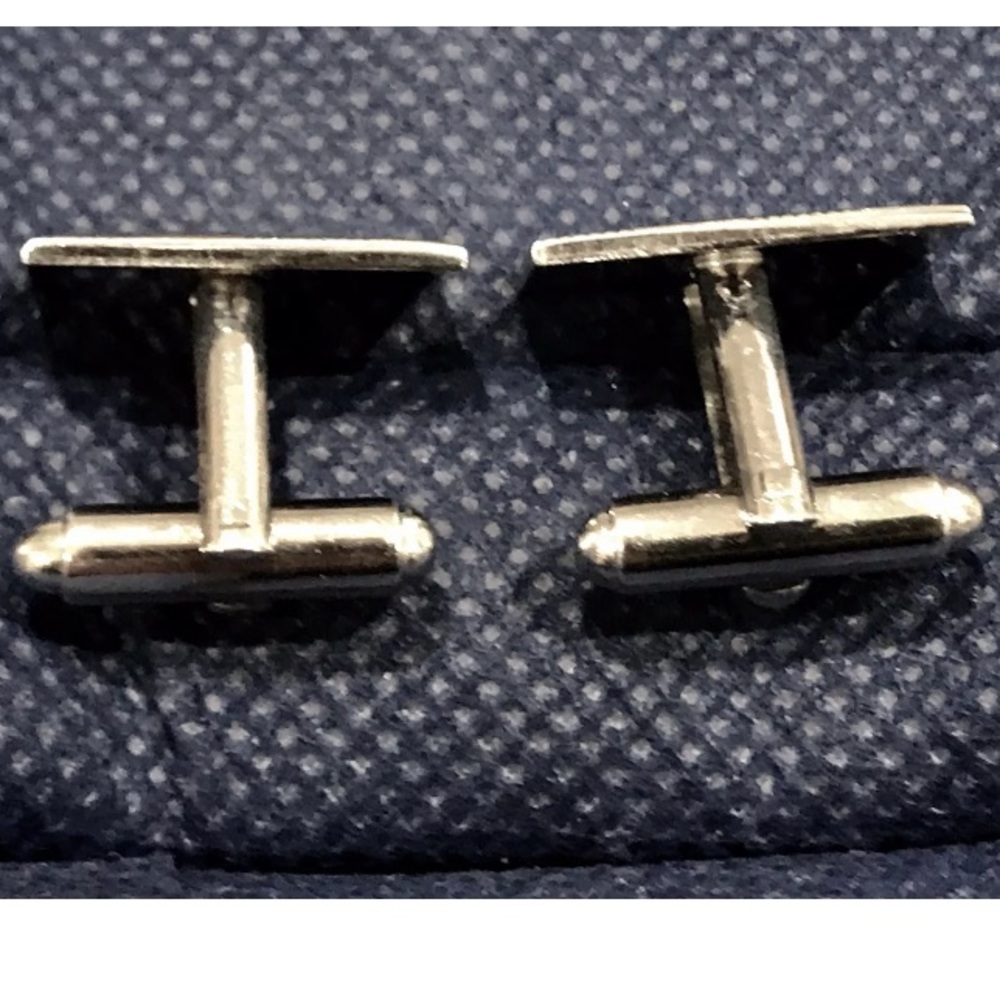 Vintage Polished Chrome Rectangular Cufflinks - image 7